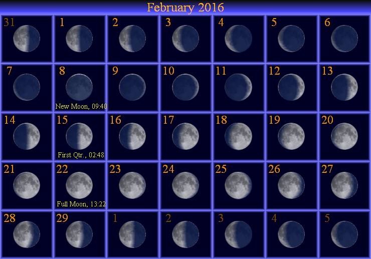 [February Moon Phase Calendar]