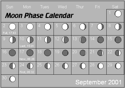 September Moon Phase Calendar